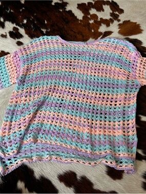 NWOT Pastel Crochet Swim Coverup - Multicolor